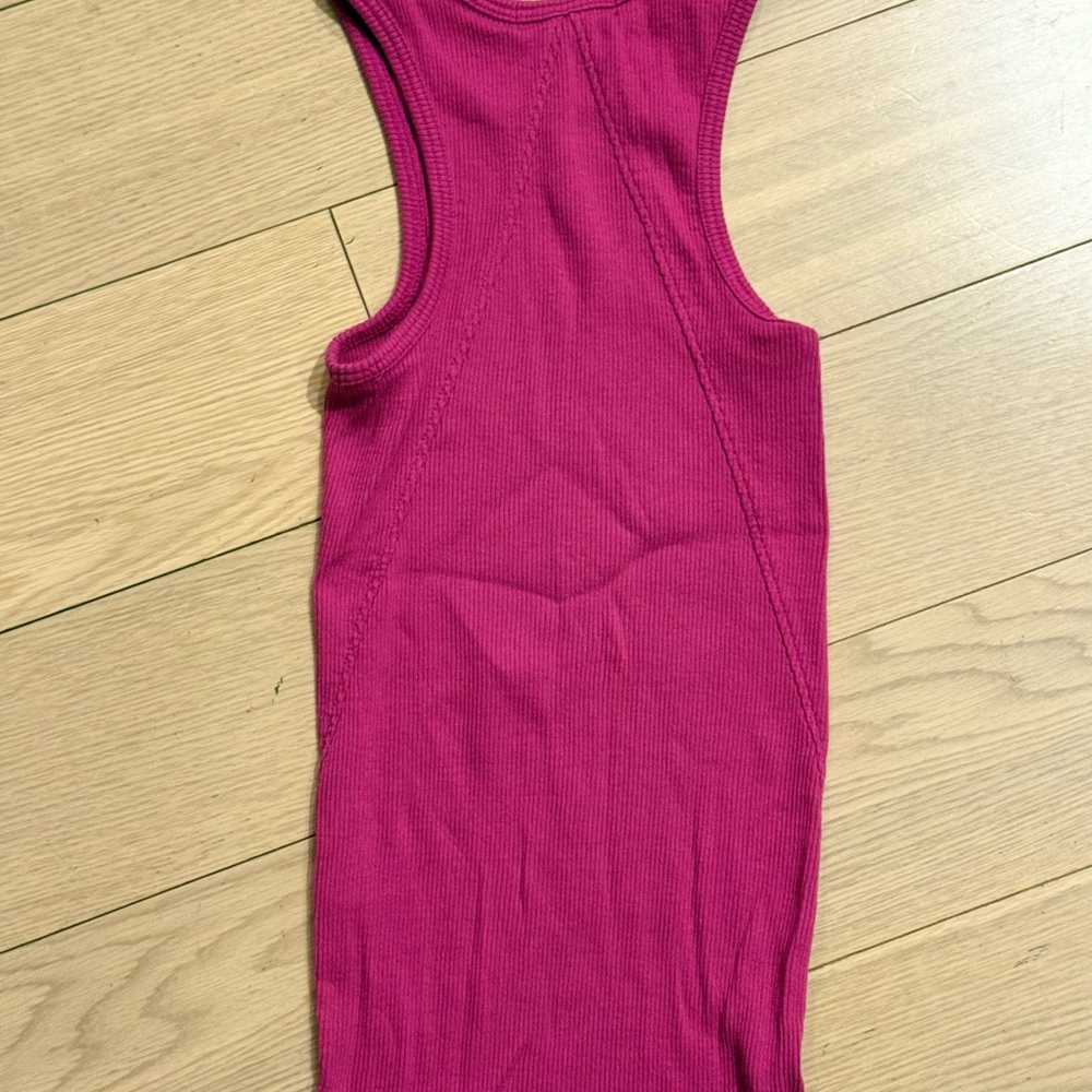 Rag & Bone Ribbed Racer Back Tank in Magenta - Picture 3 of 3